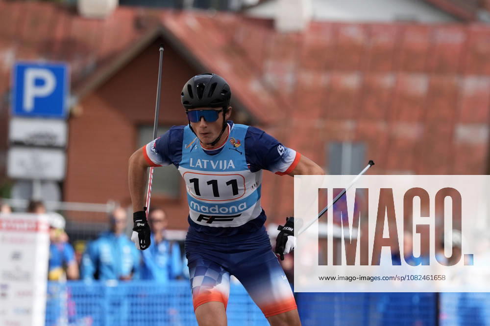 Simon Clavel of France competes during the Sprint Qualification race of the FIS Rollerski World Championships 2026 in Madona, Latvia, on September 5, 2026. Madona Latvia