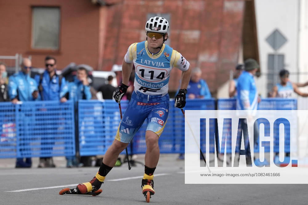 Nils Sjoeberg of Sweden competes during the Sprint Qualification race of the FIS Rollerski World Championships 2026 in Madona, Latvia, on September 5, 2026. Madona Latvia