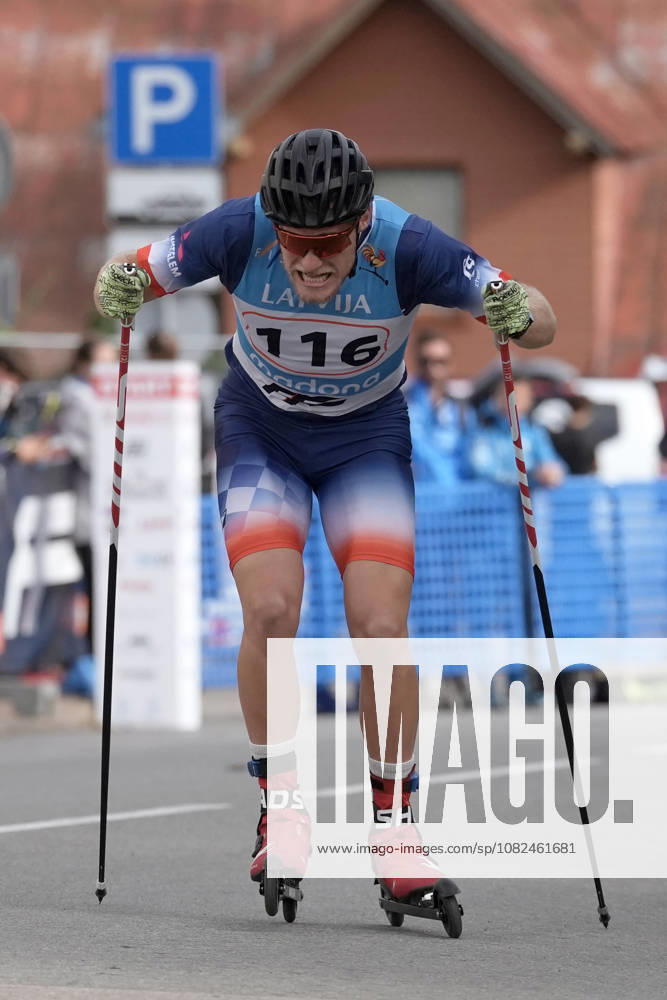 Enzo Hudry of France competes during the Sprint Qualification race of the FIS Rollerski World Championships 2026 in Madona, Latvia, on September 5, 2026. Madona Latvia
