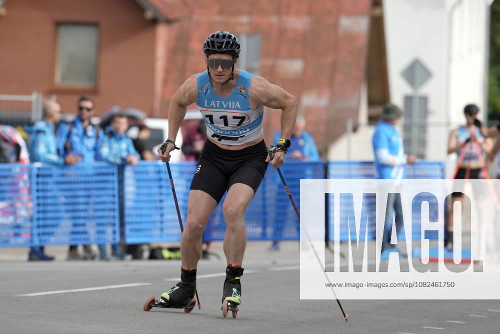 Denis Volotka of Kazakhstan competes during the Sprint Qualification race of the FIS Rollerski World Championships 2026 in Madona, Latvia, on September 5, 2026. Madona Latvia