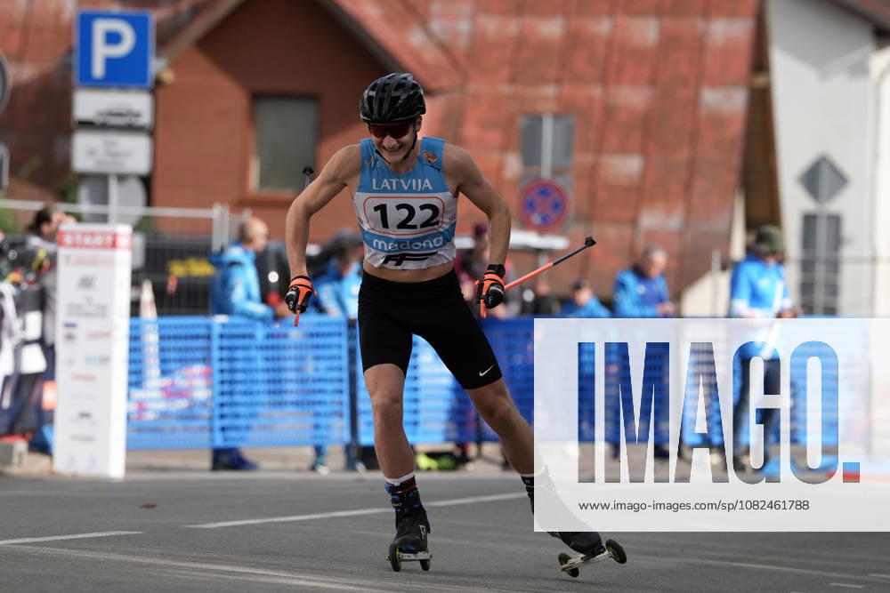 Ginters Berzins of Latvia competes during the Sprint Qualification race of the FIS Rollerski World Championships 2026 in Madona, Latvia, on September 5, 2026. Madona Latvia