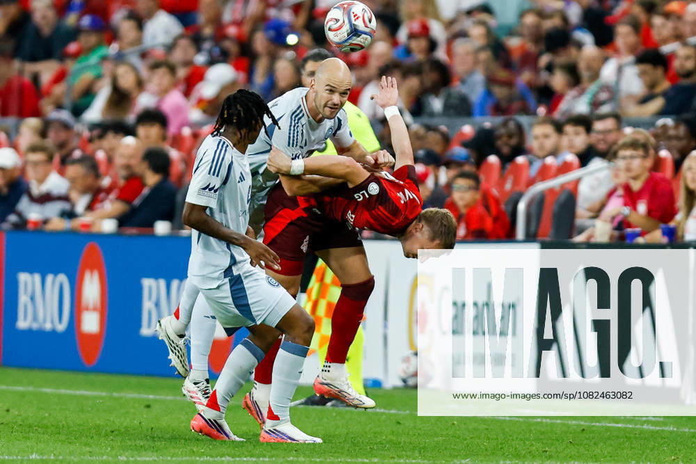 Toronto FC v Chicago Fire Andrew Gutman 15 of Chicago Fire FC competes for the ball against Toronto FC players during a Major League Soccer game at BMO Field in Toronto, Ontario, Canada, on September 5, 2026. Toronto Ontario Canada