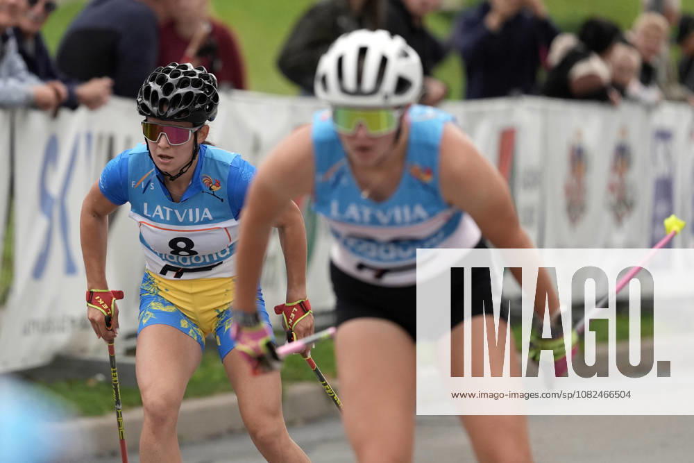 Sofiia Shkatula of Ukraine competes during the Junior Women mass start race of the FIS Rollerski World Championships 2026 in Madona, Latvia, on September 6, 2026. Madona Latvia