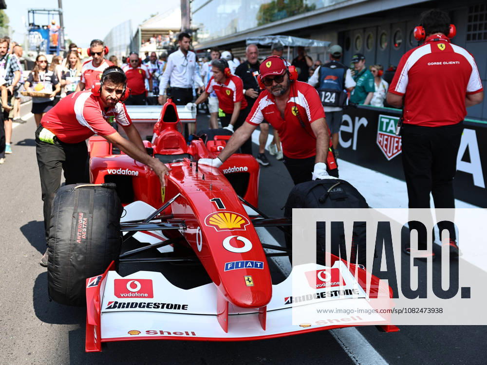 IPA88190913 - The Ferrari F2002 before the 2026 Pirelli Italian Grand Prix at the Autodromo Nazionale Monza in Monza, Italy.