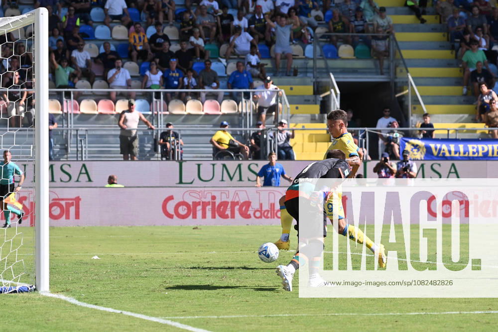 IPA88196394 - Antonio Raimondo of Frosinone Calcio scores the goal to make it 2-0 during Matchday 3 of the Serie A Championship between Frosinone Calcio and Venezia F.C. at Benito Stirpe Stadium on September 6, 2026, in Frosinone, Italy.