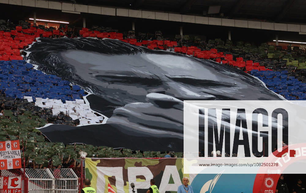Beograd Belgrade(Serbia) FK Crvena Zvezda(FC Red Star)-FK Partizan men s football Super liga Red Star fans minut of silence in memoriam for Ratko Mladic ex general of army Republika Srpska 1992-1995 during Bosnian war :