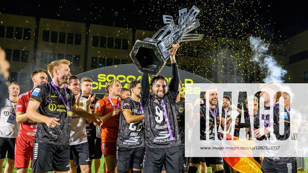 Essen: Socca World Cup Final—Germany vs. Brazil ** FOR ** **Germany defeats Brazil 3–1 in the Socca World Cup final and is crowned 2026 Socca World Champion on Sunday, September 6, 2026, at Kennedyplatz in Essen, Germany (North Rhine-Westphalia). Essen. Copyright UwexErnst