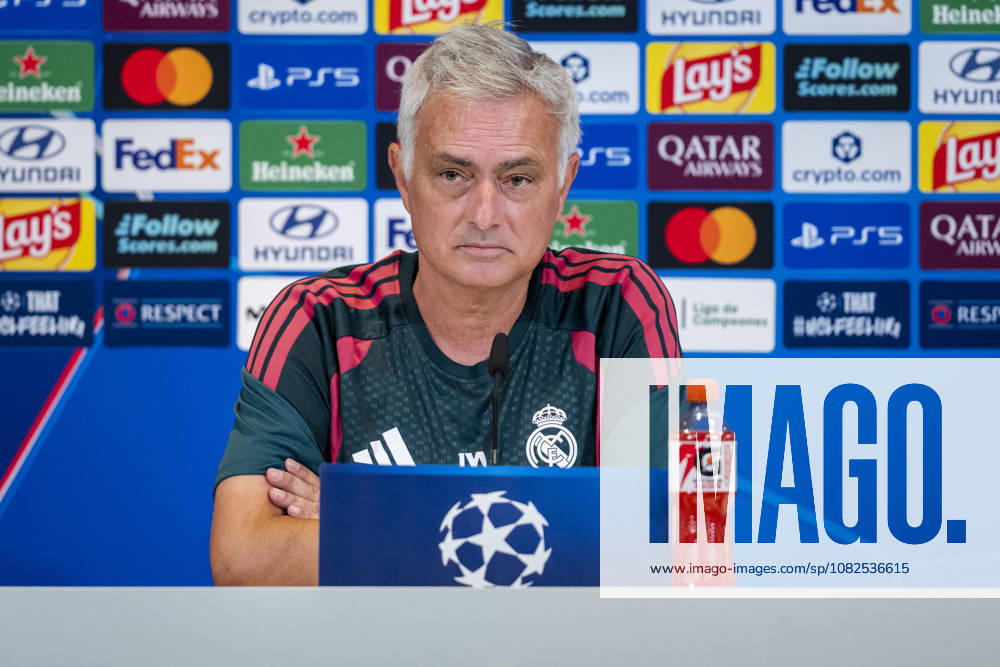 Real Madrid CF Training Session and press conference, PK, Pressekonferenz - UEFA Champions League 2026 27 MADRID, SPAIN - SEPTEMBER 7: Jose Mourinho, head coach of Real Madrid CF, speaks during the press conference on day ahead of the UEFA Champions League 2026 27 League Phase MD1 at Ciudad Real Madrid on September 7, 2026 in Madrid, Spain. Madrid Ciudad Real Madrid Madrid Spain
