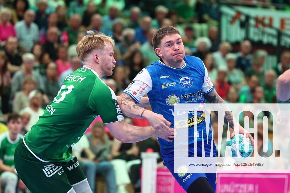 Elias Scholtes of ThSV Eisenach in a one-on-one battle with Georg Loewen of HSG Wetzlar GER, HSG Wetzlar vs. ThSV Eisenach, Handball, Opel Handball Bundesliga, Matchday 3, 2026–2027 Season, September 7, 2026 GER, HSG Wetzlar vs. ThSV Eisenach, Handball, Opel Handball Bundesliga, Matchday 3, 2026–2027 season, September 7, 2026 Wetzlar