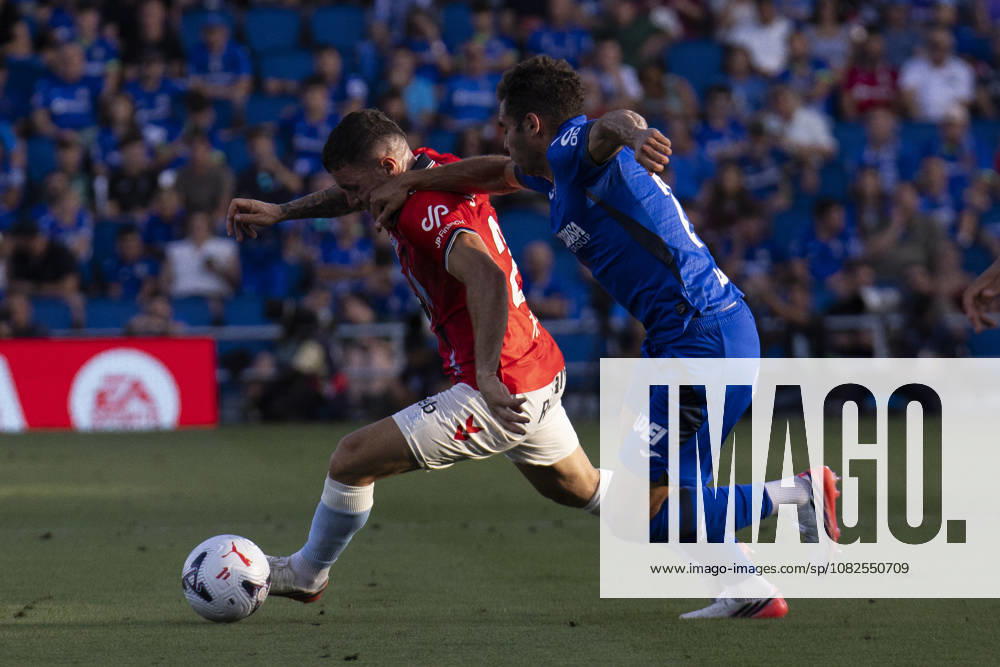 Getafe vs. Celta de Vigo, La Liga EA Sports: Javi Galan of Celta de Vigo is defended by Andrés García during the La Liga EA Sports match between Getafe and Celta de Vigo at Estadio Coliseum on September 7, 2026, in Getafe, Madrid, Spain Getafe Estadio Coliseum Madrid Spain