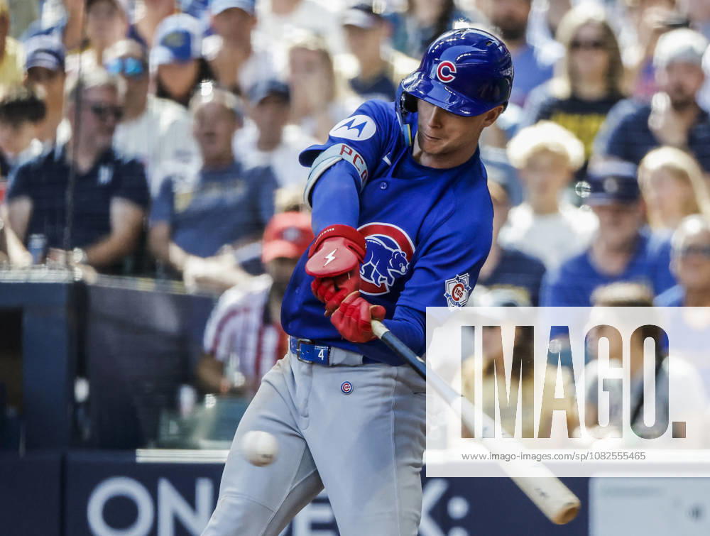 Chicago Cubs center fielder Pete Crow-Armstrong hits a single in the seventh inning of the MLB, Baseball Herren, USA game between the Chicago Cubs and the Milwaukee Brewers at American Family Field in Milwaukee, Wisconsin on Monday, September 7, 2026. MIL20260907823 TANNENxMAURY