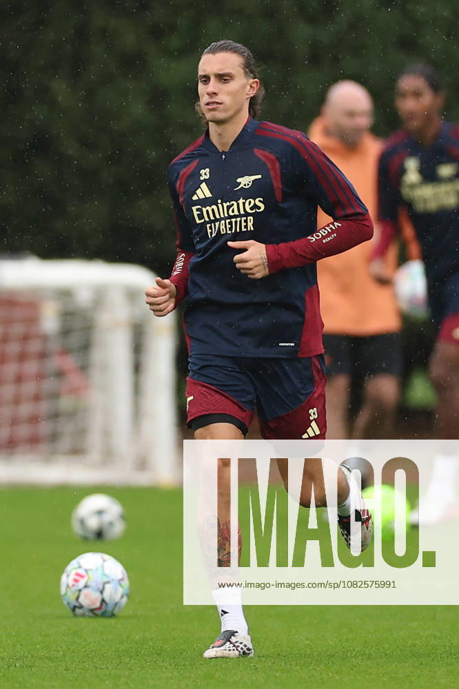 Arsenal Training, Champions League Riccardo Calafiori of Arsenal during the Arsenal Training session ahead of the UEFA Champions League Round 1 match v Napoli, at the Arsenal FC Training Centre, London Colney, England on 8 September 2026 Credit: Tiego Grenho Every Second Media Editorial use only. All images are copyright Every Second Media Limited. No images may be reproduced without prior permission.