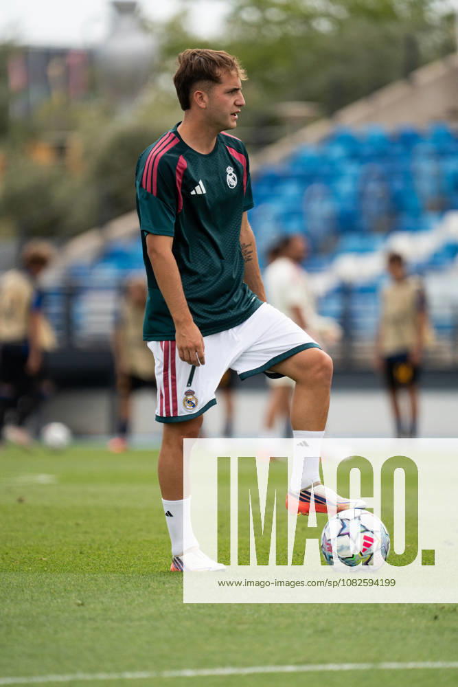 ESP UEFA Youth League: Real Madrid vs. Inter Milan. Daniel Yanez of Real Madrid during the UEFA Youth League match between Real Madrid and Inter Milan, played at Di Stefano Stadium in Valdebebas, Madrid, on September 8, 2026, in Madrid, Spain. Soccer