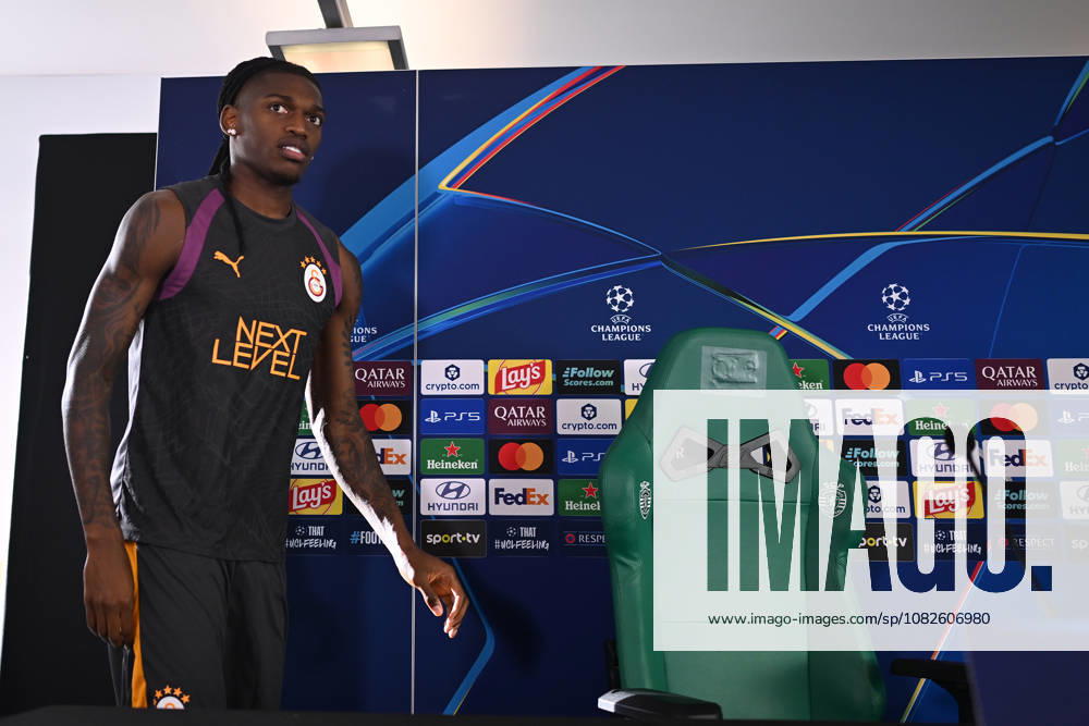 Ahead of Sporting CP - Galatasaray UEFA Champions League LISBON, PORTUGAL - SEPTEMBER 8: Galatasaray head coach Okan Buruk (not seen) and player Rafael Leao answer questions during a press conference, PK, Pressekonferenz at Jose Alvalade Stadium ahead of the UEFA Champions League opening-week match between Sporting and Galatasaray in Lisbon, Portugal, on September 8, 2026. Burak Akbulut Anadolu Lisbon Portugal. Editorial use only. Please get in touch for any other usage.
