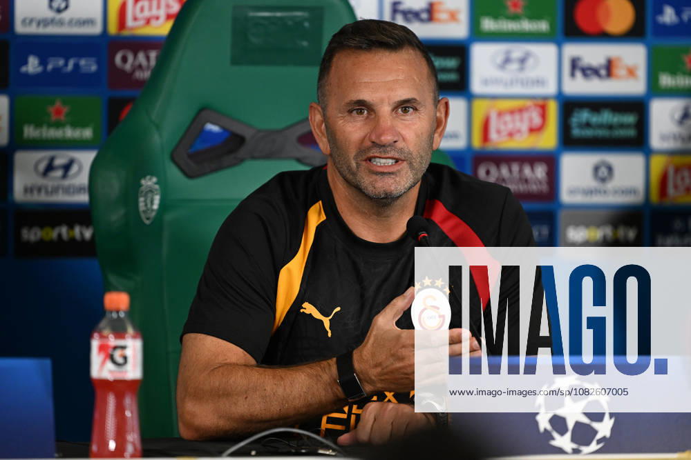 Ahead of Sporting CP - Galatasaray UEFA Champions League LISBON, PORTUGAL - SEPTEMBER 8: Galatasaray head coach Okan Buruk and player Rafael Leao (not seen) answer questions during a press conference, PK, Pressekonferenz at Jose Alvalade Stadium ahead of the UEFA Champions League opening-week match between Sporting and Galatasaray in Lisbon, Portugal, on September 8, 2026. Burak Akbulut Anadolu Lisbon Portugal. Editorial use only. Please get in touch for any other usage.