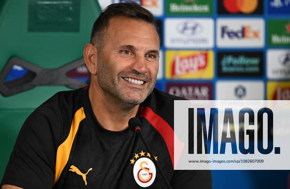 Ahead of Sporting CP - Galatasaray UEFA Champions League LISBON, PORTUGAL - SEPTEMBER 8: Galatasaray head coach Okan Buruk and player Rafael Leao (not seen) answer questions during a press conference, PK, Pressekonferenz at Jose Alvalade Stadium ahead of the UEFA Champions League opening-week match between Sporting and Galatasaray in Lisbon, Portugal, on September 8, 2026. Burak Akbulut Anadolu Lisbon Portugal. Editorial use only. Please get in touch for any other usage.