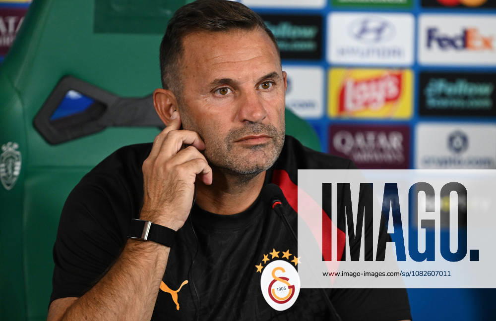 Ahead of Sporting CP - Galatasaray UEFA Champions League LISBON, PORTUGAL - SEPTEMBER 8: Galatasaray head coach Okan Buruk and player Rafael Leao (not seen) answer questions during a press conference, PK, Pressekonferenz at Jose Alvalade Stadium ahead of the UEFA Champions League opening-week match between Sporting and Galatasaray in Lisbon, Portugal, on September 8, 2026. Burak Akbulut Anadolu Lisbon Portugal. Editorial use only. Please get in touch for any other usage.
