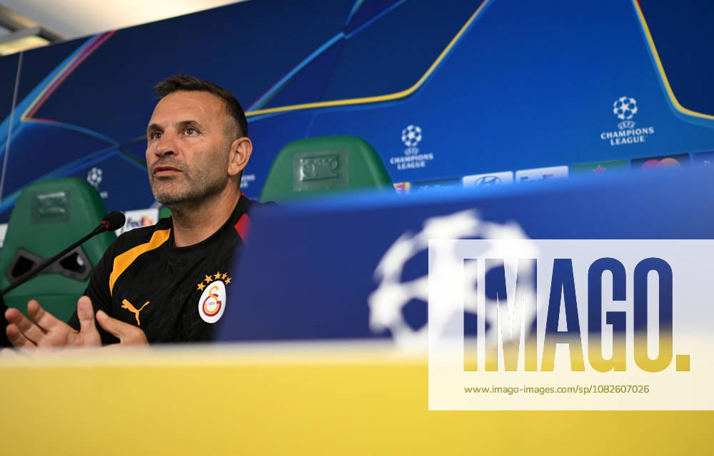 Ahead of Sporting CP - Galatasaray UEFA Champions League LISBON, PORTUGAL - SEPTEMBER 8: Galatasaray head coach Okan Buruk and player Rafael Leao (not seen) answer questions during a press conference, PK, Pressekonferenz at Jose Alvalade Stadium ahead of the UEFA Champions League opening-week match between Sporting and Galatasaray in Lisbon, Portugal, on September 8, 2026. Burak Akbulut Anadolu Lisbon Portugal. Editorial use only. Please get in touch for any other usage.
