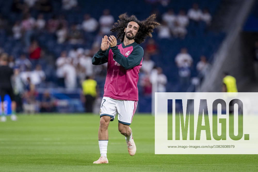 Real Madrid C.F. v FC Internazionale Milano - UEFA Champions League 2026 27 League Phase MD1 MADRID, SPAIN - SEPTEMBER 8: Marc Cucurella of Real Madrid CF warms up prior to the UEFA Champions League 2026 27 League Phase MD1 match between Real Madrid C.F. and FC Internazionale Milano at Estadio Santiago Bernabeu on September 8, 2026 in Madrid, Spain. Madrid Estadio Bernabeu Madrid Spain