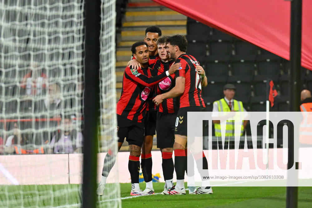 Bournemouth v Lincoln City, EFL Cup Goal 1-0 - Ryan Christie (10) of AFC Bournemouth celebrates scoring the opening goal during the EFL Cup match between Bournemouth and Lincoln City at the Vitality Stadium, Bournemouth, UK on 8 September 2026. Bournemouth Vitality Stadium Dorset UK Editorial use only DataCo restrictions apply See www.football-dataco.com ,
