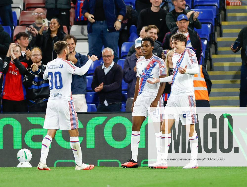 Jörgen Strand Larsen (22) with teaamates after opening the goal scoring for Crystal Palace Crystal Palace v Middlesbrough, EFL Carabao Cup, Third Round, Football, Selhurst Park, London, UK - 08 Sep 2026London Selhurst Park United Kingdom