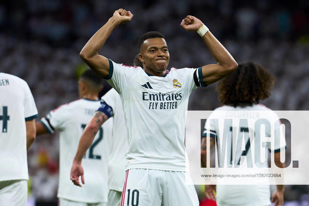 Kylian Mbappe of Real Madrid CF celebrates his goal during the UEFA Champions League match between Real Madrid CF and FC Internazionale Milano at Bernabeu Stadium on September 8, 2026. - 08 09 2026 - Spain Madrid Madrid - LGMx Pictorium LePictorium_0340211