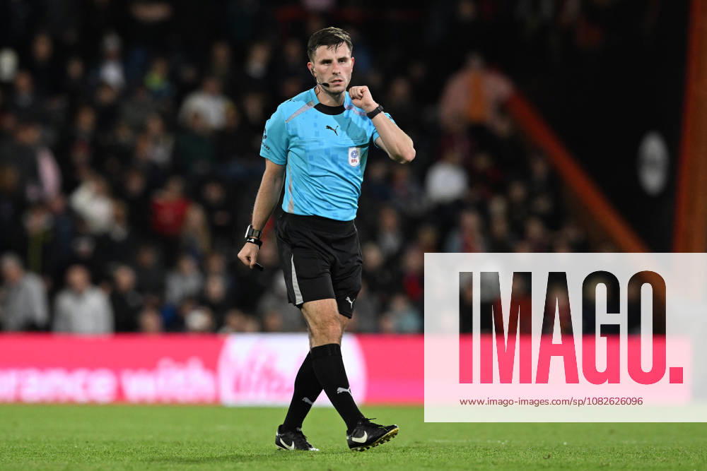 Bournemouth v Lincoln City, EFL Cup Referee Elliot Bell during the EFL Cup match between Bournemouth and Lincoln City at the Vitality Stadium, Bournemouth, UK on 8 September 2026. Bournemouth Vitality Stadium Dorset UK Editorial use only DataCo restrictions apply See www.football-dataco.com ,