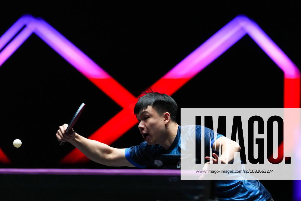 (260909) -- MACAO, Sept. 9, 2026 -- Feng Yi-Hsin of Chinese Taipei competes during the men s singles round of 32 match against Darko Jorgic of Slovenia at the 2026 World Table tennis, Tischtennis (WTT) Champions Macao in Macao, south China, Sept. 9, 2026. ) (SP)CHINA-MACAO-TABLE TENNIS-WTT-MEN S SINGLES (CN) CheongxKamxKa