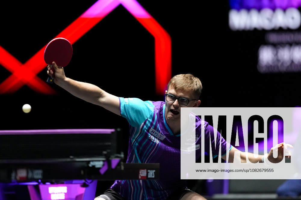 (260909) -- MACAO, Sept. 9, 2026 -- Alexis Lebrun hits a return during the men s singles round of 32 match between Manav Thakkar of India and Alexis Lebrun of France at the 2026 World Table tennis, Tischtennis (WTT) Champions Macao in Macao, south China, Sept. 9, 2026. ) (SP)CHINA-MACAO-TABLE TENNIS-WTT-MEN S SINGLES (CN) CheongxKamxKa