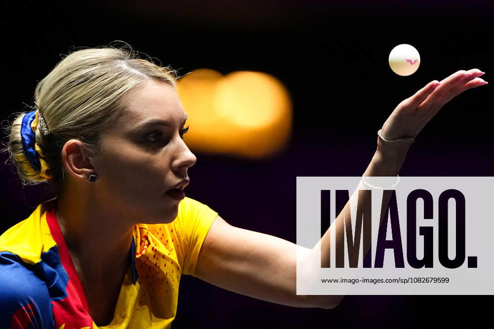 (260909) -- MACAO, Sept. 9, 2026 -- Bernadette Szocs serves during the women s singles round of 32 match between Bernadette Szocs of Romania and Sabine Winter of Germany at the 2026 World Table tennis, Tischtennis (WTT) Champions Macao in Macao, south China, Sept. 9, 2026. ) (SP)CHINA-MACAO-TABLE TENNIS-WTT-WOMEN S SINGLES (CN) CheongxKamxKa