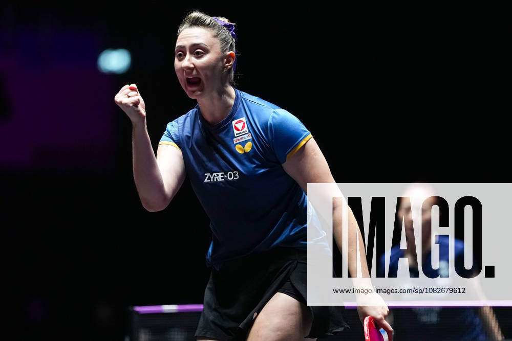 (260909) -- MACAO, Sept. 9, 2026 -- Sofia Polcanova celebrates during the women s singles round of 32 match between Sofia Polcanova of Austria and Yuan Jia Nan of France at the 2026 World Table tennis, Tischtennis (WTT) Champions Macao in Macao, south China, Sept. 9, 2026. ) (SP)CHINA-MACAO-TABLE TENNIS-WTT-WOMEN S SINGLES (CN) CheongxKamxKa