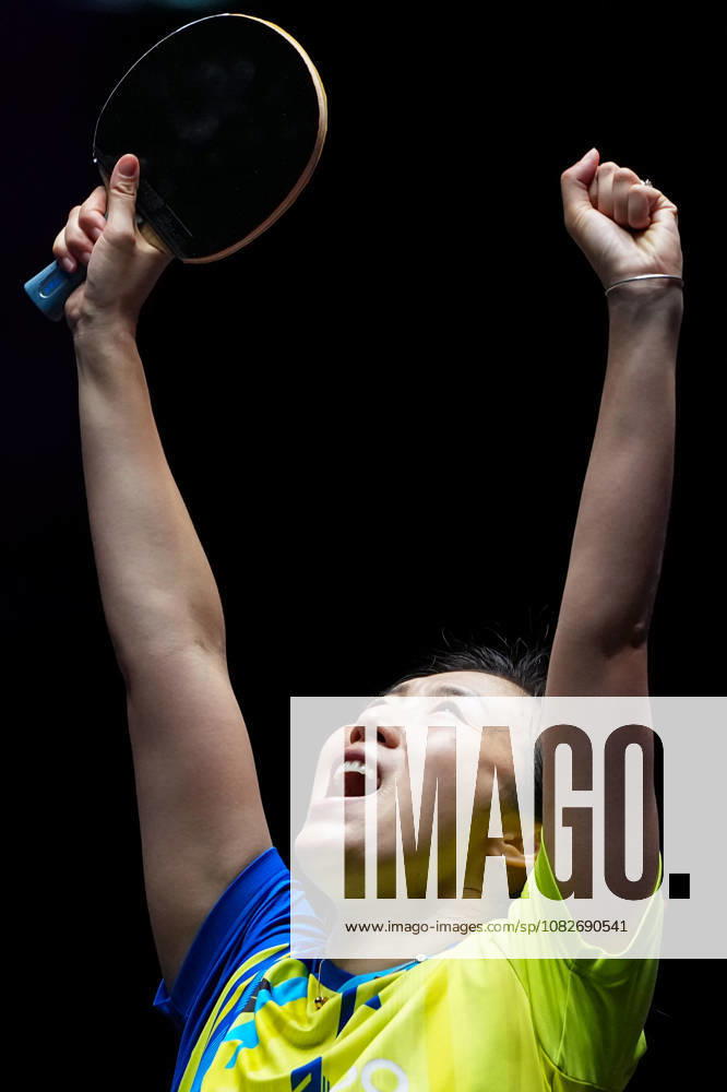 (260909) -- MACAO, Sept. 9, 2026 -- Han Ying celebrates after the women s singles round of 32 match between Kuai Man of China and Han Ying of Germany at the 2026 World Table tennis, Tischtennis (WTT) Champions Macao in Macao, south China, Sept. 9, 2026. ) (SP)CHINA-MACAO-TABLE TENNIS-WTT-WOMEN S SINGLES (CN) CheongxKamxKa