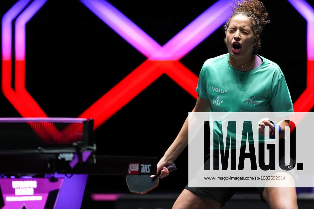 (260909) -- MACAO, Sept. 9, 2026 -- Hana Goda celebrates during the women s singles round of 32 match between Hana Goda of Egypt and Bruna Takahashi of Brazil at the 2026 World Table tennis, Tischtennis (WTT) Champions Macao in Macao, south China, Sept. 9, 2026. ) (SP)CHINA-MACAO-TABLE TENNIS-WTT-WOMEN S SINGLES (CN) CheongxKamxKa