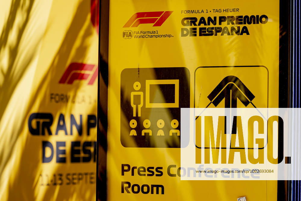 MADRID: The sign pointing to the press conference room during the Formula 1 Spanish Grand Prix at the Madrid Circuit on September 9, 2026, in Madrid, Spain. Photo by DeFodi Images