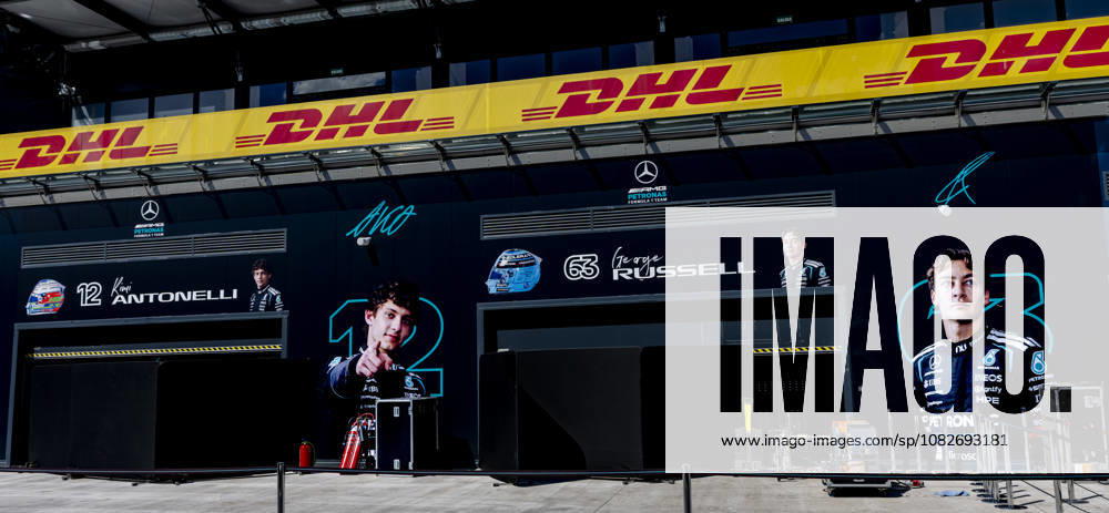 MADRID: Mercedes pit box during the Formula 1 Spanish Grand Prix at the Madrid Circuit on September 9, 2026, in Madrid, Spain. Photo by DeFodi Images