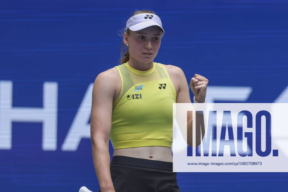 US Open tennis tournament - Day 11 Elena Rybakina of Kazakhstan gestures after winning against Qinwen Zheng of China during the Women s Singles Quarterfinals match of the US Open Tennis Championships in Flushing Meadows, New York, USA, 09 September 2026. FLUSHING MEADOWS NEW YORK United States