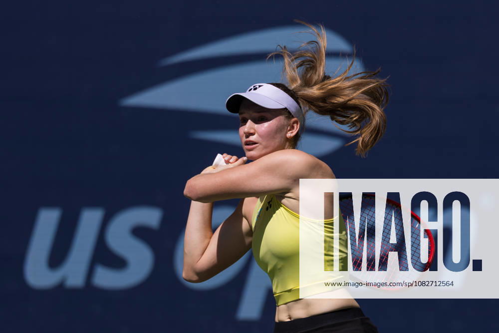 Elena Rybakina (KAZ) in action against Qinwen Zheng (CHN) during their Quarterfinal match at the US Open on September 9, 2026, held at the USTA Billie Jean King National Tennis Center in New York City. CSM New York City USA - ZUMAc04_ 20260909_zma_c04_001