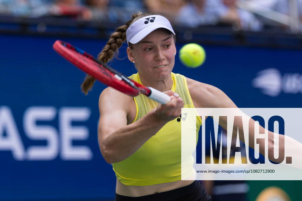 Elena Rybakina (KAZ) in action against Qinwen Zheng (CHN) during their Quarterfinal match at the US Open on September 9, 2026, held at the USTA Billie Jean King National Tennis Center in New York City. CSM New York City USA - ZUMAc04_ 20260909_zma_c04_012