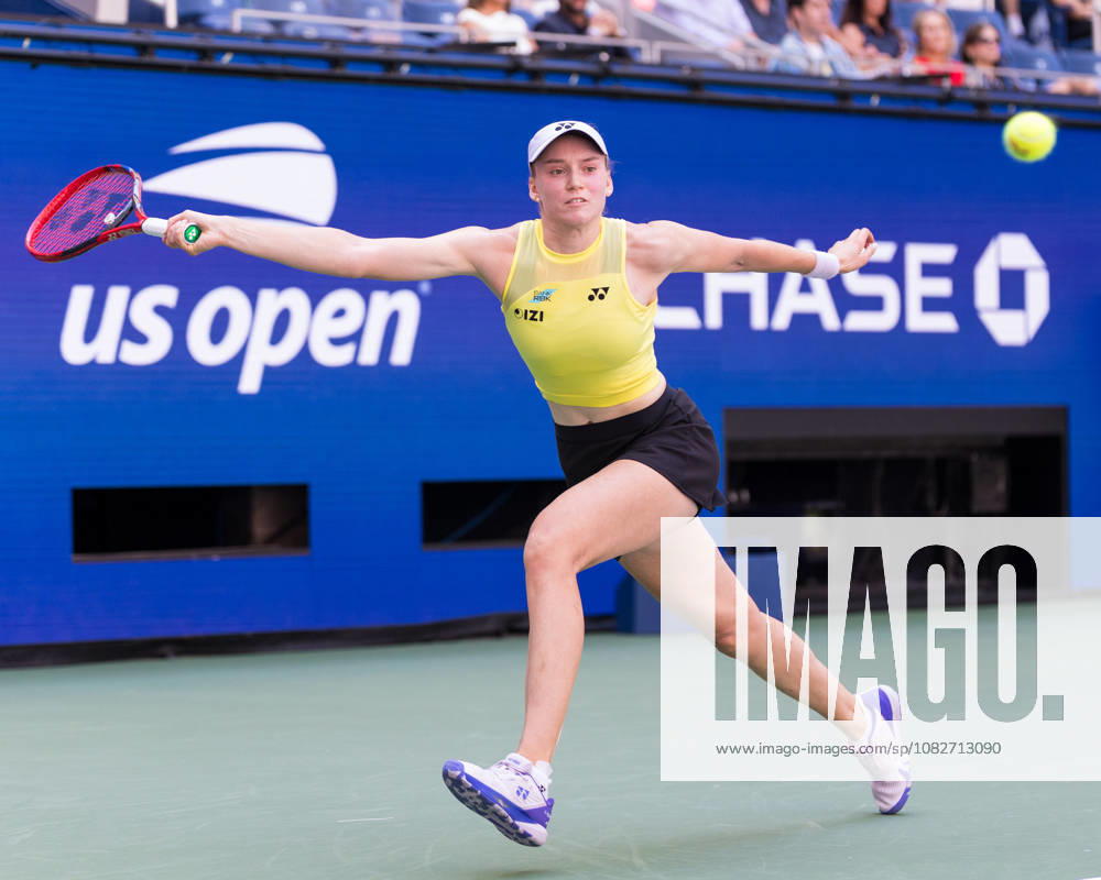 Elena Rybakina (KAZ) in action against Qinwen Zheng (CHN) during their Quarterfinal match at the US Open on September 9, 2026, held at the USTA Billie Jean King National Tennis Center in New York City. CSM New York City USA - ZUMAc04_ 20260909_zma_c04_018
