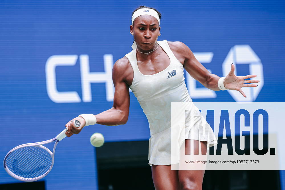 US Open tennis tournament - Day 11 Coco Gauff of USA in action against Mirra Andreeva of Russia during the Women s Singles Quarter Finals match of the US Open Tennis Championships in Flushing Meadows, New York, USA, 09 September 2026. FLUSHING MEADOWS NEW YORK United States