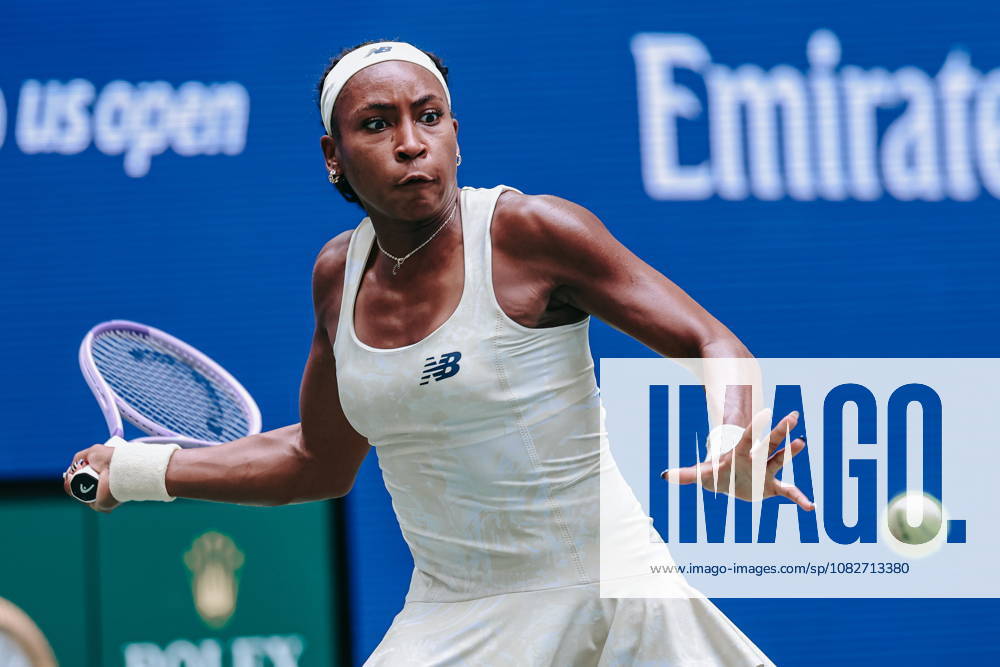US Open tennis tournament - Day 11 Coco Gauff of USA in action against Mirra Andreeva of Russia during the Women s Singles Quarter Finals match of the US Open Tennis Championships in Flushing Meadows, New York, USA, 09 September 2026. FLUSHING MEADOWS NEW YORK United States
