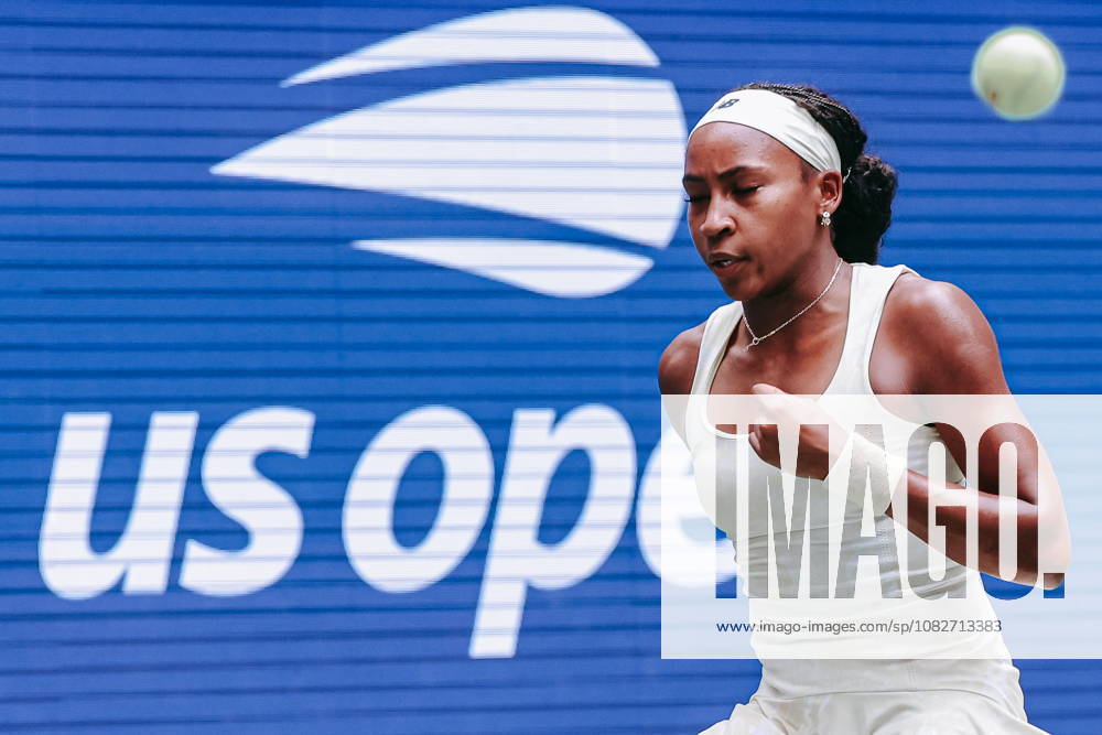 US Open tennis tournament - Day 11 Coco Gauff of USA gestures as she plays against Mirra Andreeva of Russia during the Women s Singles Quarter Finals match of the US Open Tennis Championships in Flushing Meadows, New York, USA, 09 September 2026. FLUSHING MEADOWS NEW YORK United States