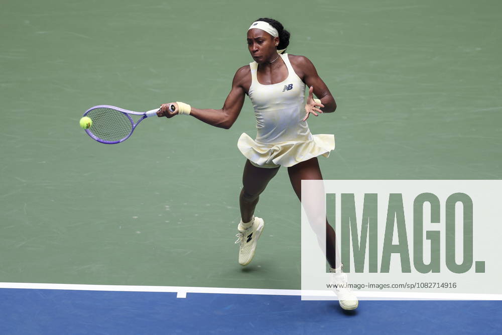 US Open tennis tournament - Day 11 Coco Gauff of the US in action against Mirra Andreeva of Russia during the Women s Singles Quarterfinals match of the US Open Tennis Championships in Flushing Meadows, New York, USA, 09 September 2026. FLUSHING MEADOWS NEW YORK United States
