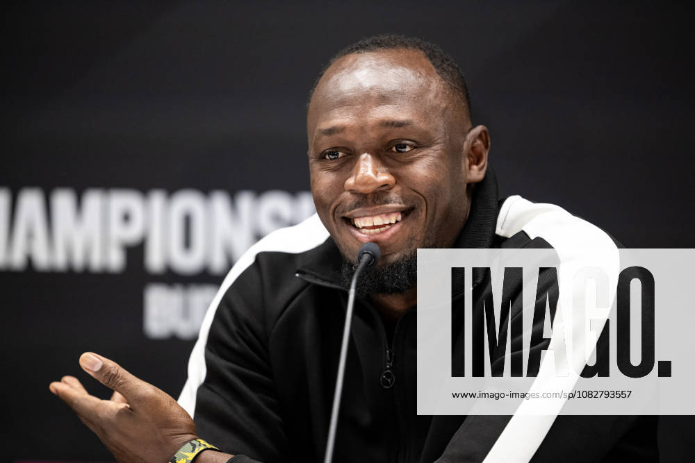 Usain Bolt at a press conference during a media day for the 2026 World Athletics Ultimate Championship on September 10, 2026 in Budapest. Photo by Joel Marklund. BILDBYRAN code JM JM0849 bbeng track and field athletics friidrett 2026 World Athletics Ultimate Championship Budapest 26 press conference