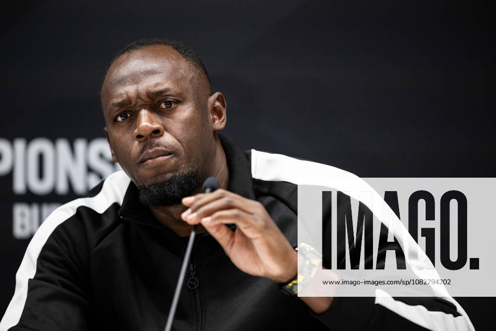 Usain Bolt at a press conference during a media day for the 2026 World Athletics Ultimate Championship on September 10, 2026 in Budapest. Photo by Joel Marklund. BILDBYRAN code JM JM0849 bbeng track and field athletics friidrett 2026 World Athletics Ultimate Championship Budapest 26 press conference