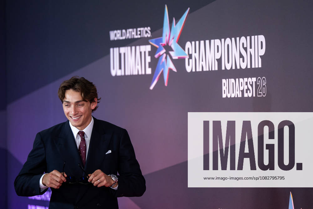 Armand Duplantis arrives on the red carpet during a media day for the 2026 World Athletics Ultimate Championship on September 10, 2026 in Budapest. Photo: Joel Marklund. BILDBYRAN code JM JM0849 bbeng track and field athletics friidrett 2026 World Athletics Ultimate Championship Budapest 26