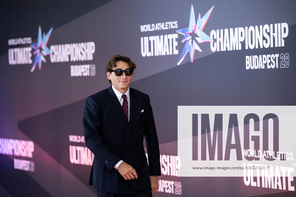 Armand Duplantis arrives on the red carpet during a media day for the 2026 World Athletics Ultimate Championship on September 10, 2026 in Budapest. Photo by Joel Marklund. BILDBYRAN code JM JM0849 bbeng track and field athletics friidrett 2026 World Athletics Ultimate Championship Budapest 26