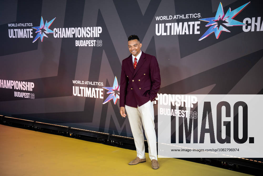 Emmanouil Karalis arrives on the red carpet during a media day for the 2026 World Athletics Ultimate Championship on September 10, 2026 in Budapest. Photo by Joel Marklund, BILDBYRAN, code JM JM0849 bbeng track and field athletics friidrett 2026 World Athletics Ultimate Championship Budapest 26