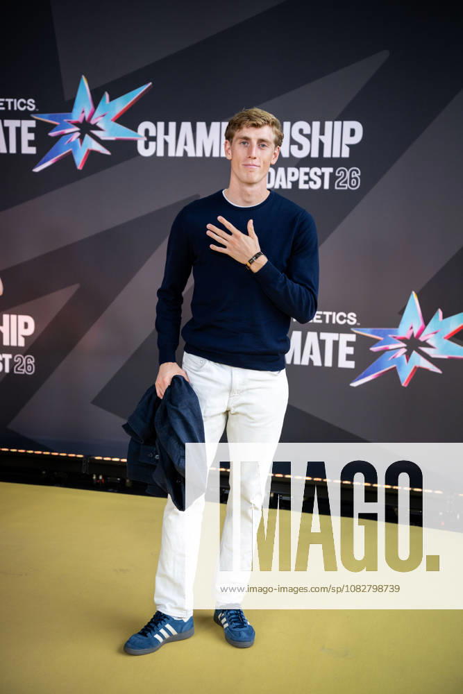 Oskar Edlund arrives on the red carpet during a media day for the 2026 World Athletics Ultimate Championship on September 10, 2026 in Budapest. Photo by Joel Marklund. BILDBYRAN code JM JM0849 bbeng track and field athletics friidrett 2026 World Athletics Ultimate Championship Budapest 26