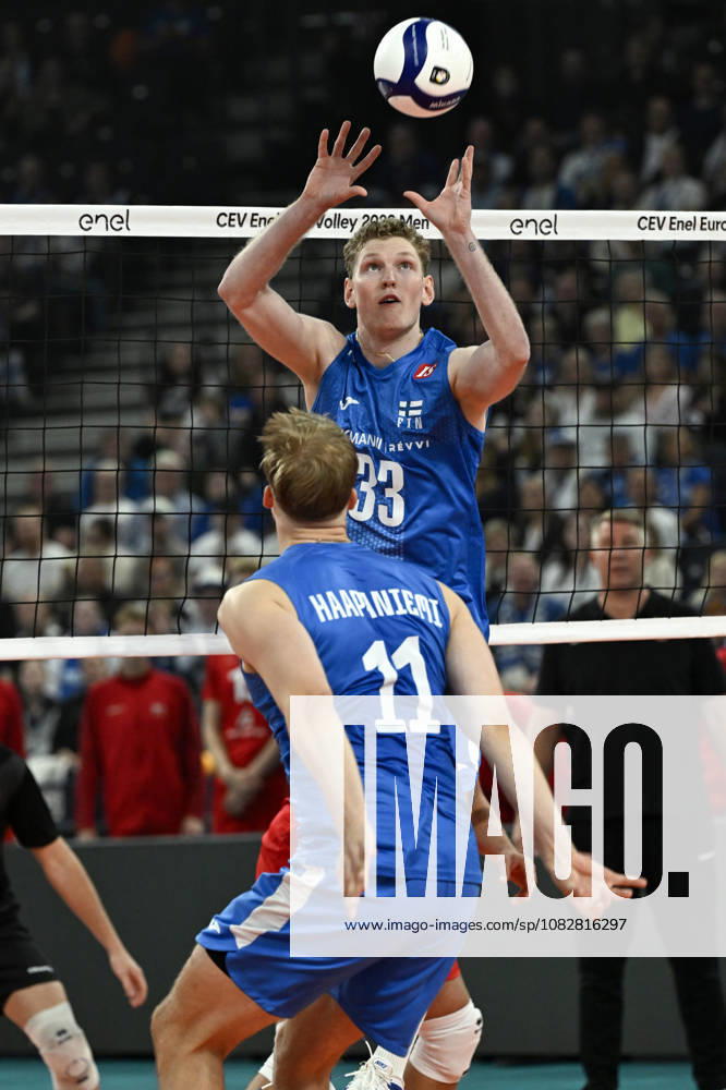 LKS 20260910 Miika Haapaniemi (11) and Fedor Ivanov of Finland in action during men s volleyball European Championships Pool C match Finland vs Denmark in Tampere on September 10, 2026. - EMMI KORHONEN Tampere Finland B2WCOfzhKik